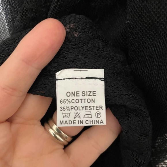 Boho Gypsy Beach Goddess Swim Cover Up Black Maxi Dress Duster Tie Front - Picture 11 of 13